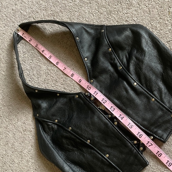 ON THE FRINGE handmade studded leather halter top. - Picture 9 of 9